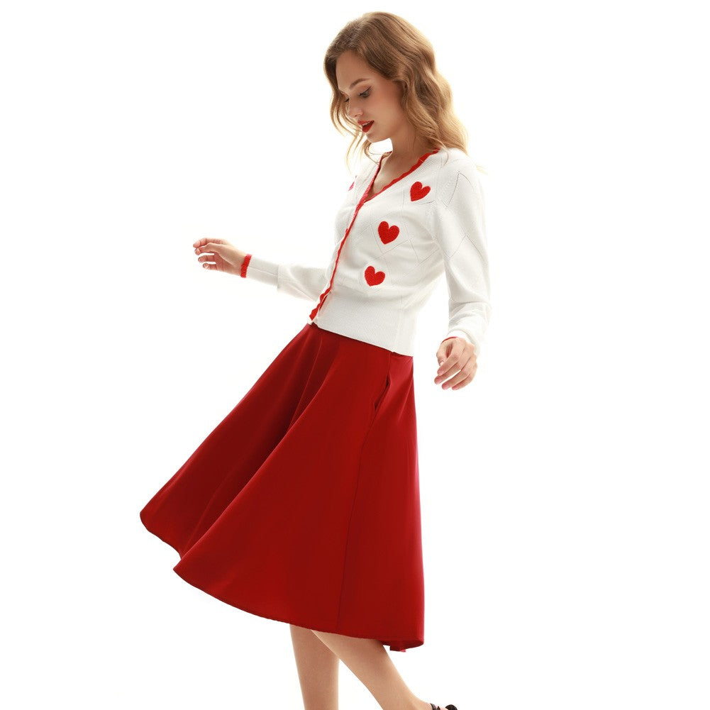 belle poque Long Sleeve V-Neck Button Down Cropped Sweater Cardigan