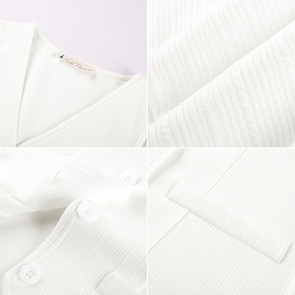 belle poque Women’s Vest Top Trendy Knitted Waistcoat Button Down Tops Suit Vest Tops