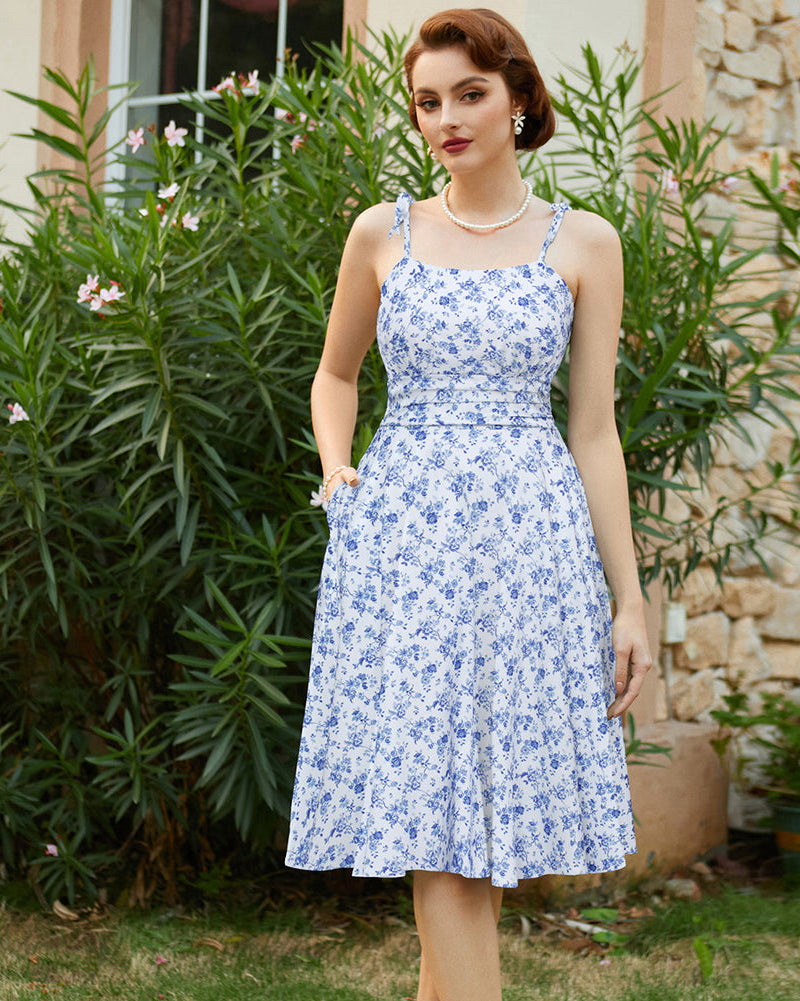 belle poque Summer Slip Dresses for Women Spaghetti Strap Midi Sun Dress Cute Casual Dress with Pockets