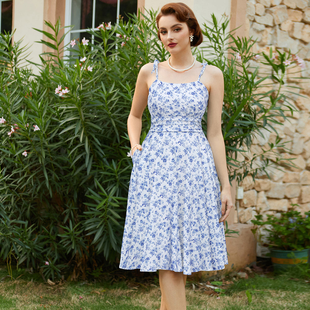 belle poque 2026 Summer Dresses for Women Midi Sun Dress Cute Date Casual Dress with Pockets