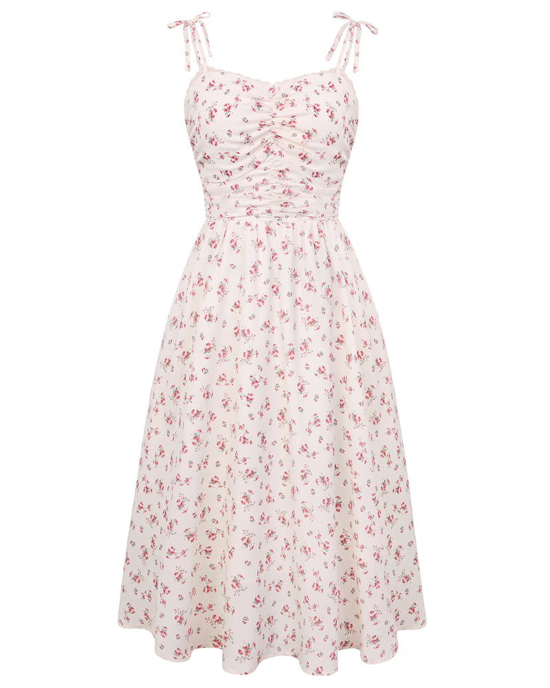 belle poque Women Spring Summer Wedding Guest Dress 2026 Midi Tea Party Ruched Sundress Pink