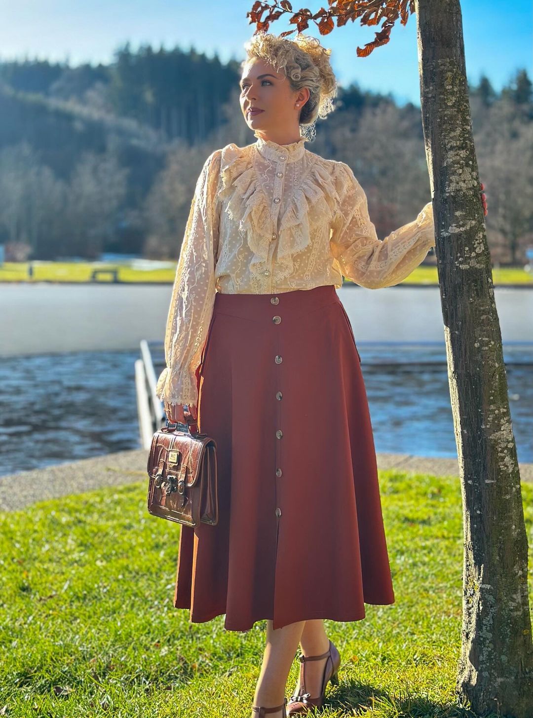 belle poque Vintage A-Line Skirt Midi Skirt Casual Skirt High Waisted Midi Party Skirt Basic A-Line Skirt