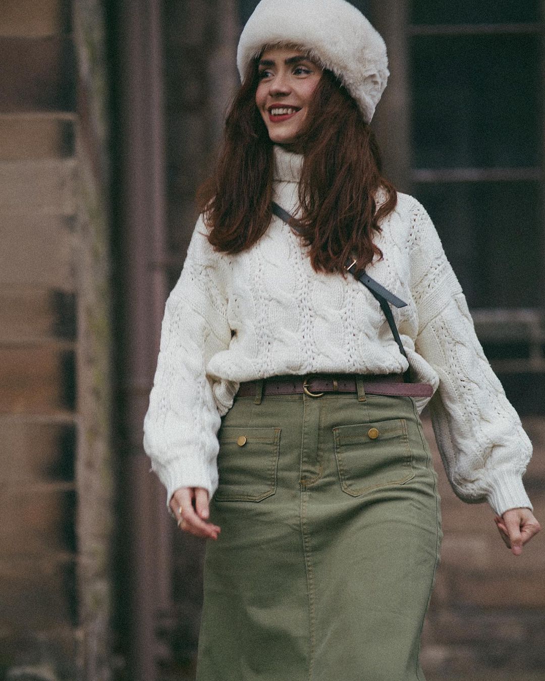 belle poque Denim Skirt with Belt Knee Length High Waisted Jean Skirts for Women