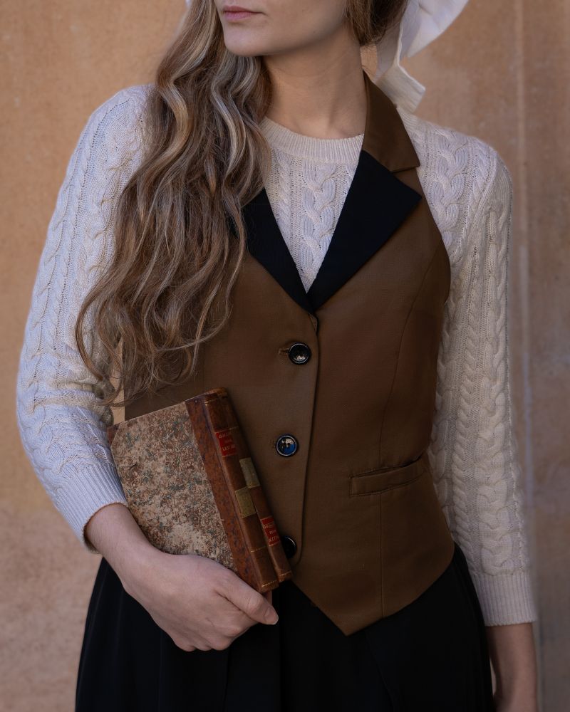 belle poque Waistcoat Vest Vintage Halter Lapel Button Down Suit Vest with Pockets