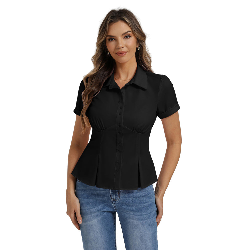 belle poque 2026 Womens Button Down Summer Cute Tops Blouses for Women Dressy Casual