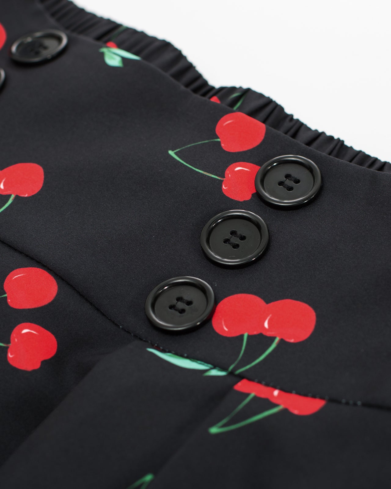 belle poque Pleated Buttons Decorated Elastic Waist High Waist Swing A-Line Skirt with Pockets