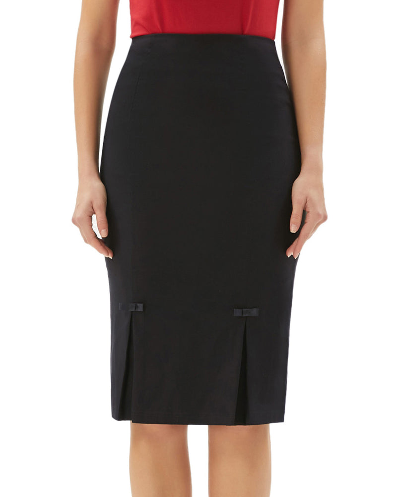 belle poque Vintage Bow-Knot Decorated Hips-Wrapped Bodycon Pencil Skirt