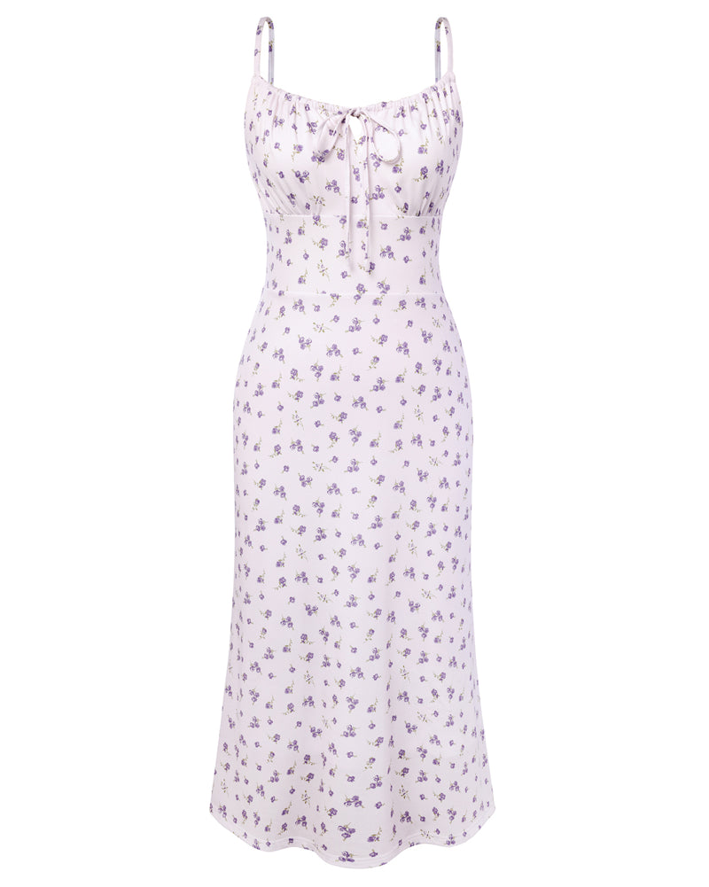 belle poque Women Vintage Mermaid Dress Tie Square Neck Bodycon Dress Purple