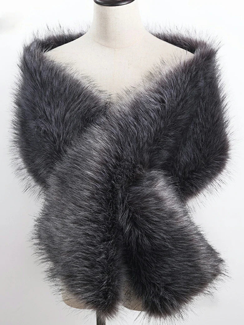 belle poque Winter Soft Faux Fur Thick Shawl/Coats for Women 3 165CM*30CM