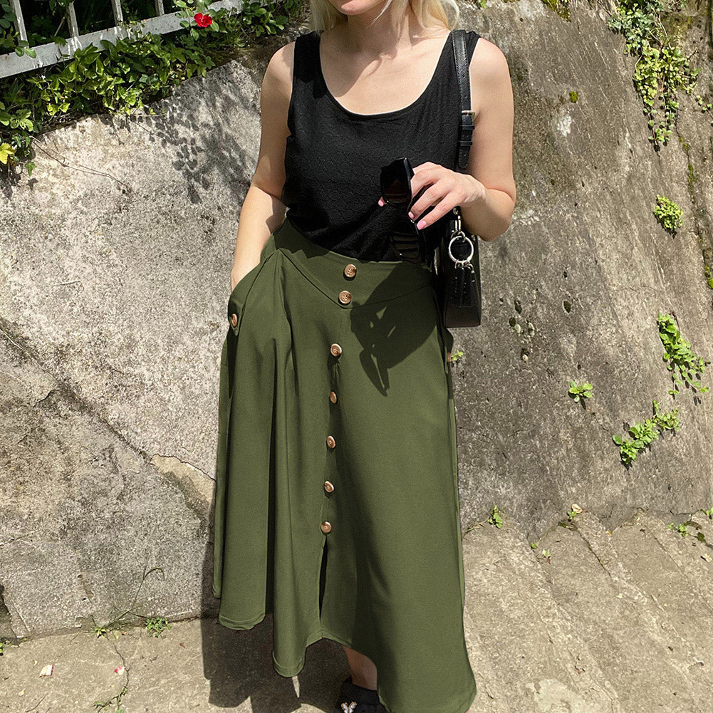 belle poque Belle Poque Women's Vintage A-Line Skirt with Slit Hem