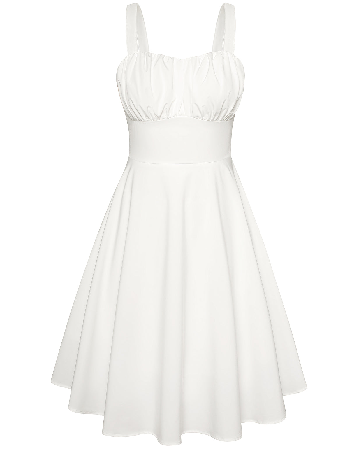 belle poque Vintage Two-Way Defined Waist Dress Ruched Bodice Flared A-Line Dress