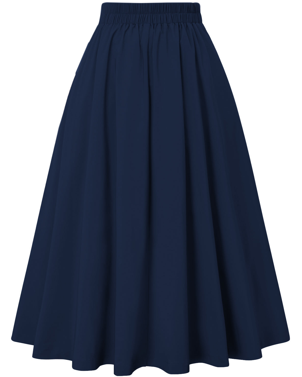 belle poque Women's Vintage Pleated Buttons Elastic Waist High A-Line Skirt