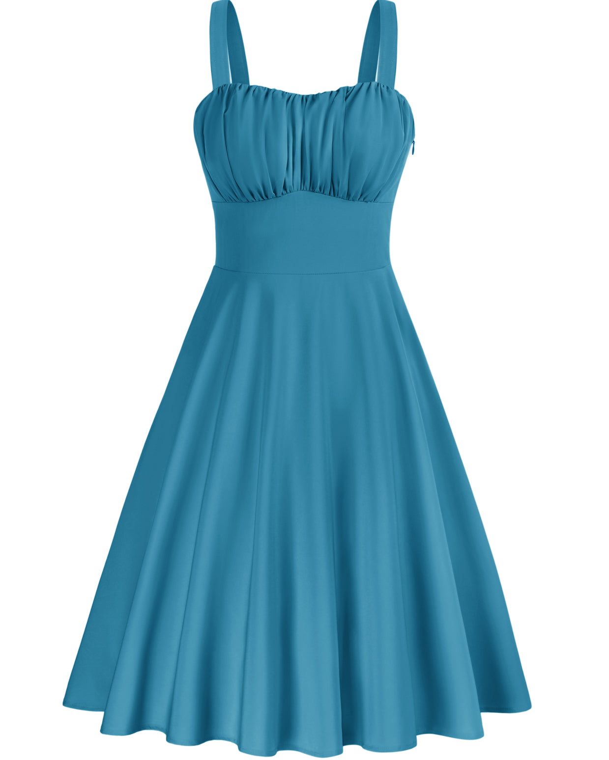 belle poque Vintage Two-Way Defined Waist Dress Ruched Bodice Flared A-Line Dress