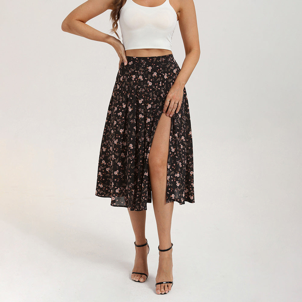 belle poque Women's Spring Summer 2026 Midi Skirts with Slit Flowy A-Line Skirt with Pockets