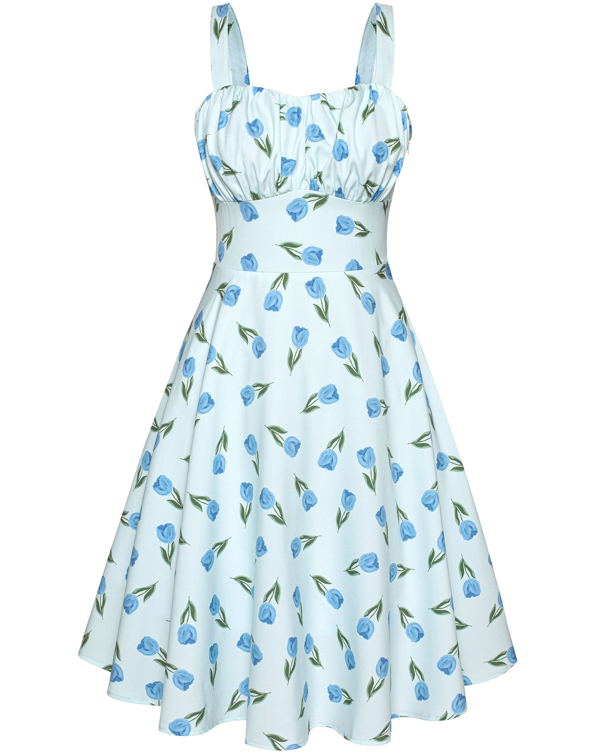 belle poque Vintage Two-Way Defined Waist Dress Ruched Bodice Flared A-Line Dress