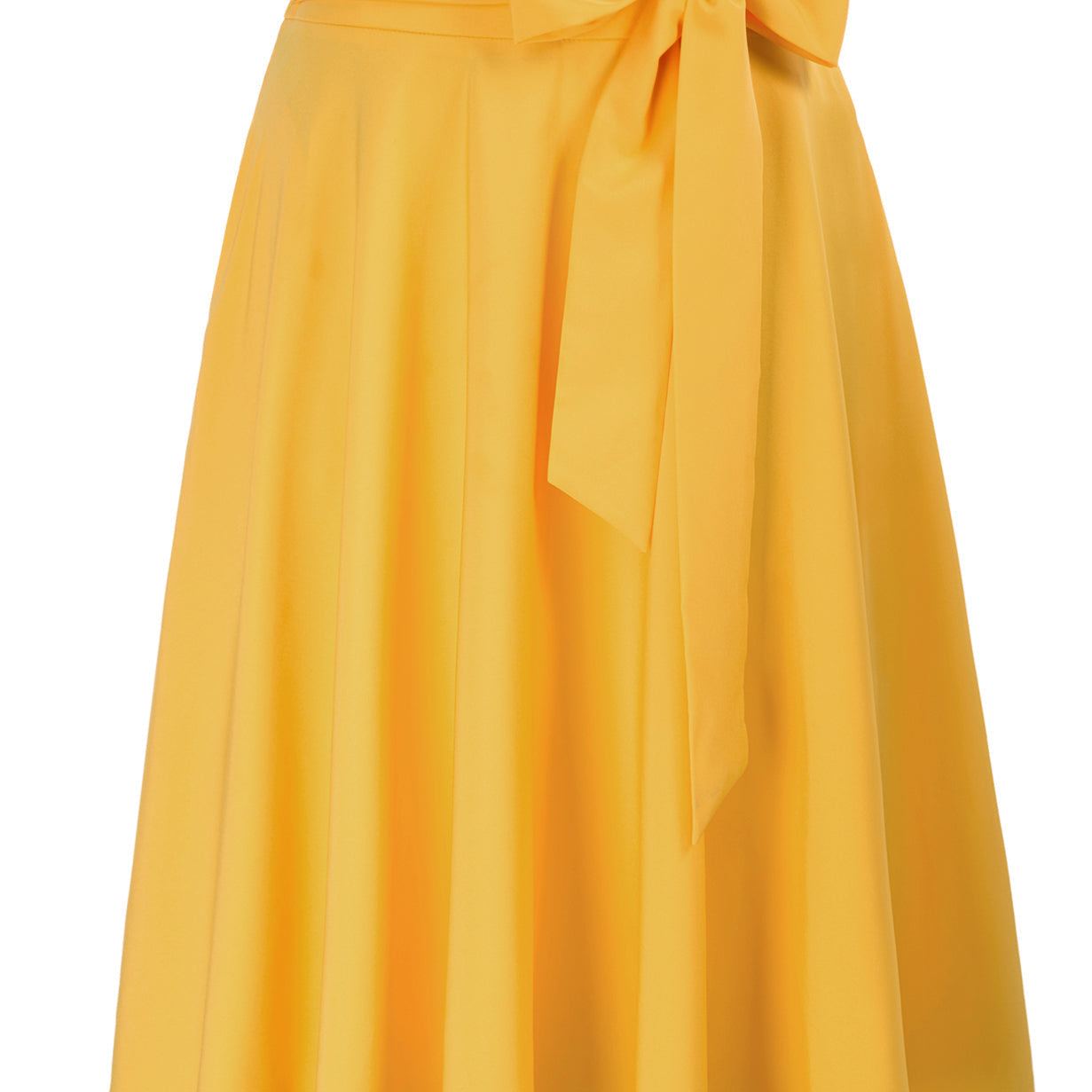 belle poque Floral Patterns Women's High Waist Bow Decorated A-Line Pockets Skirt Yellow