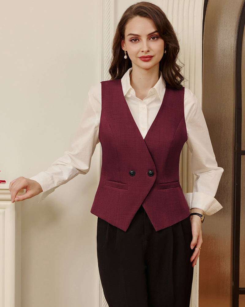 belle poque Women Handkerchief Hem Vest Coat Surplice V-Neck Slit Back Waistcoat