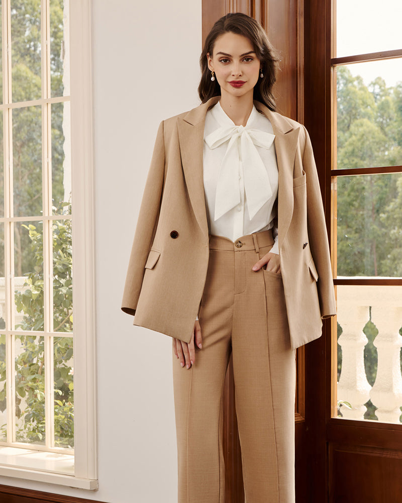 belle poque Women's Bow Tie Neck Blouse Button Down Shirt for Work Office Casual