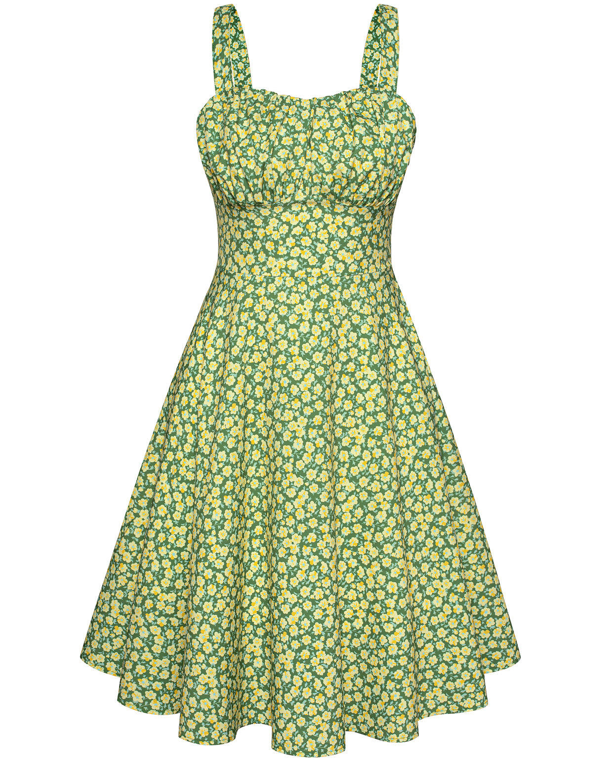 belle poque Vintage Two-Way Defined Waist Dress Ruched Bodice Flared A-Line Dress