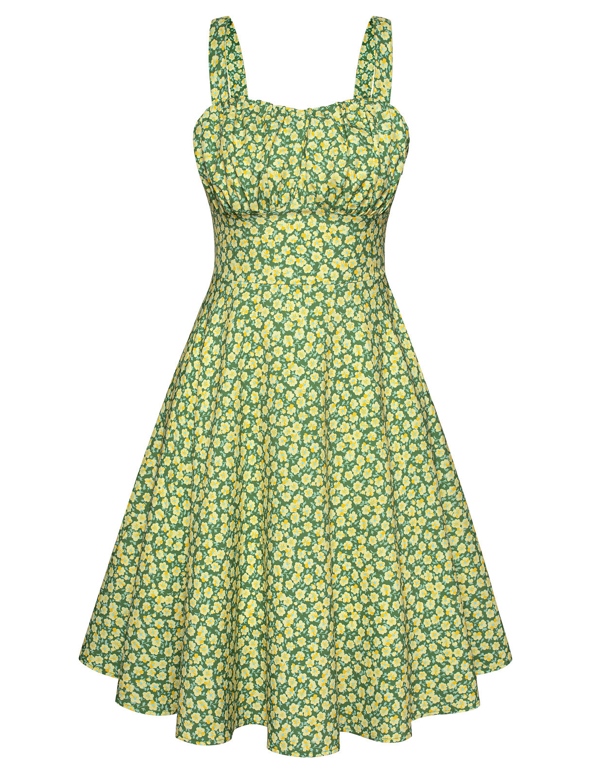 belle poque Vintage Two-Way Defined Waist Dress Ruched Bodice Flared A-Line Dress