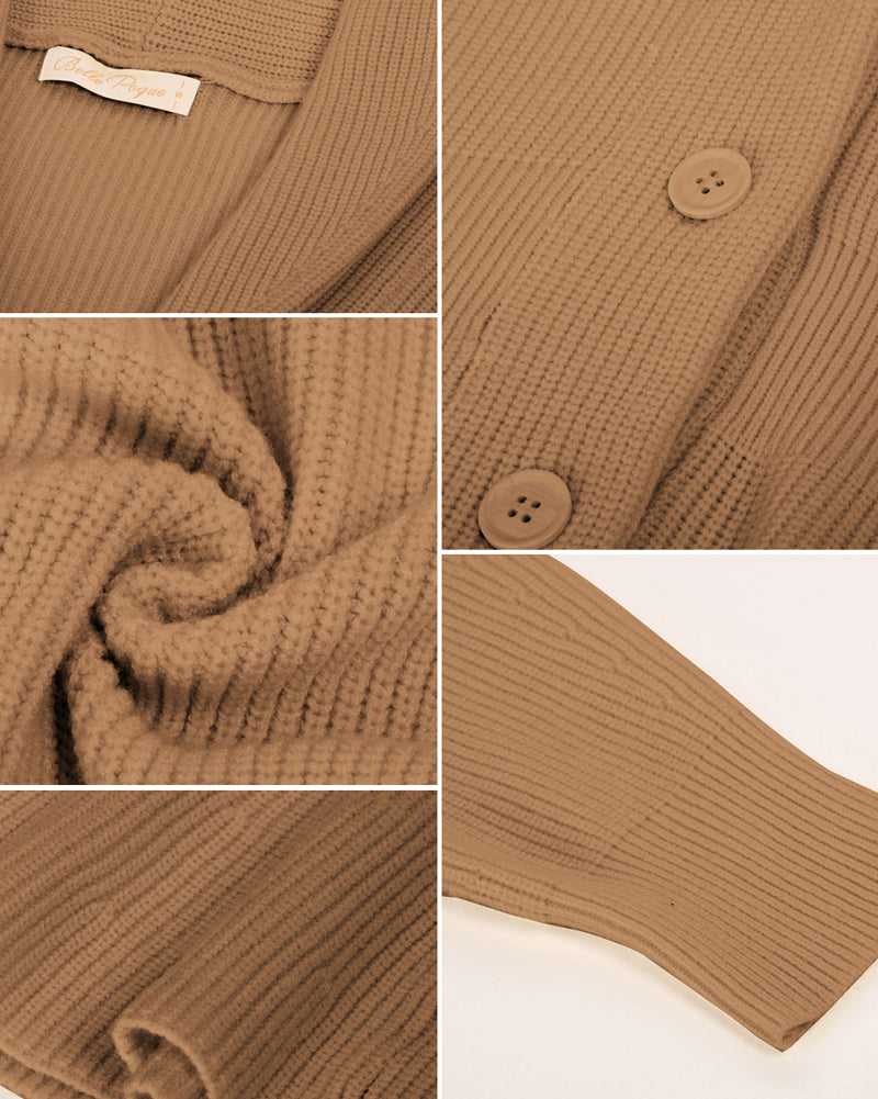 belle poque Belle Poque Women Vintage Cardigan Sweater Shawl Lapel Button Down Sweater Outwear Coat