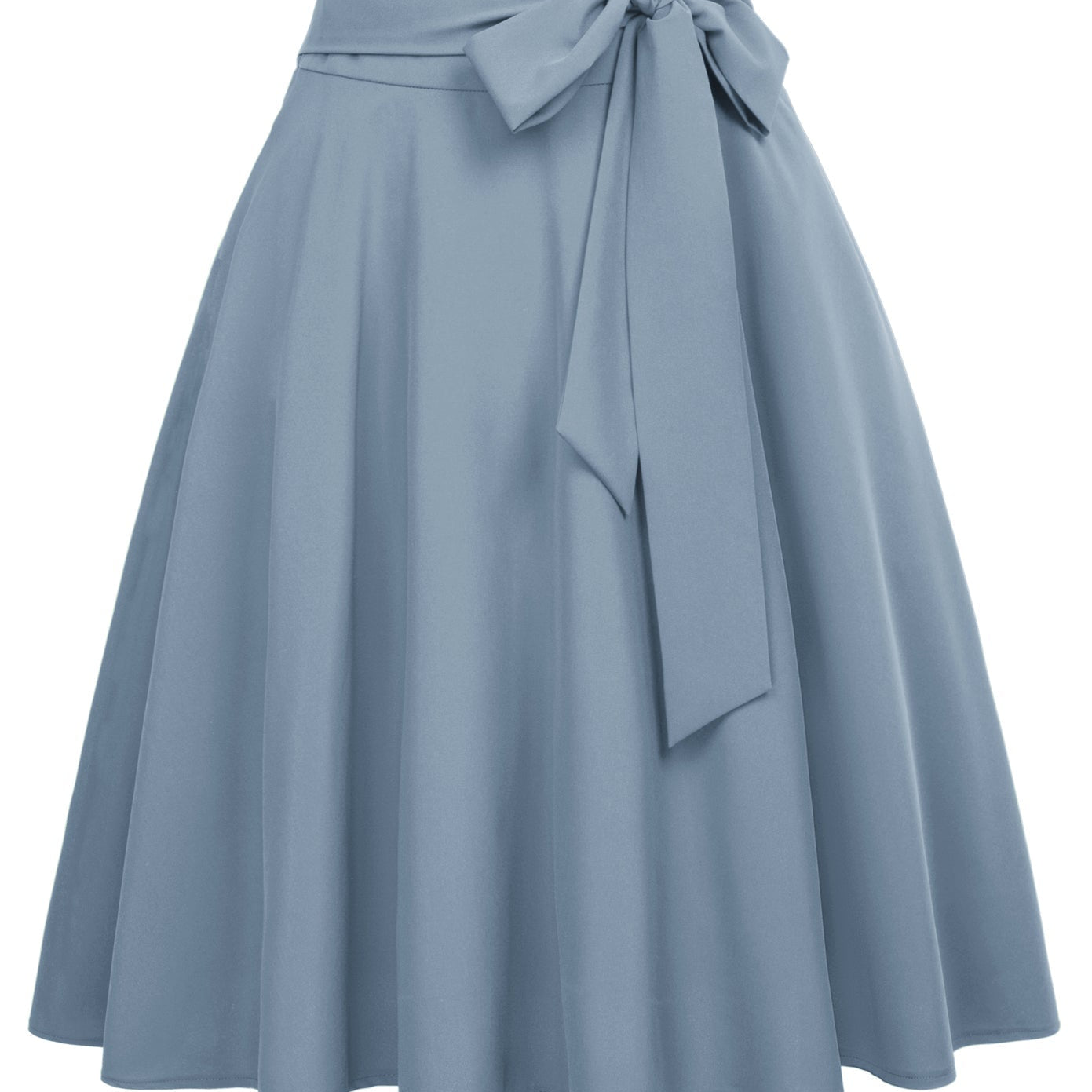 belle poque Women's High Waist A-Line Pockets Skirt Skater Flared Midi Skirt Blue Grey