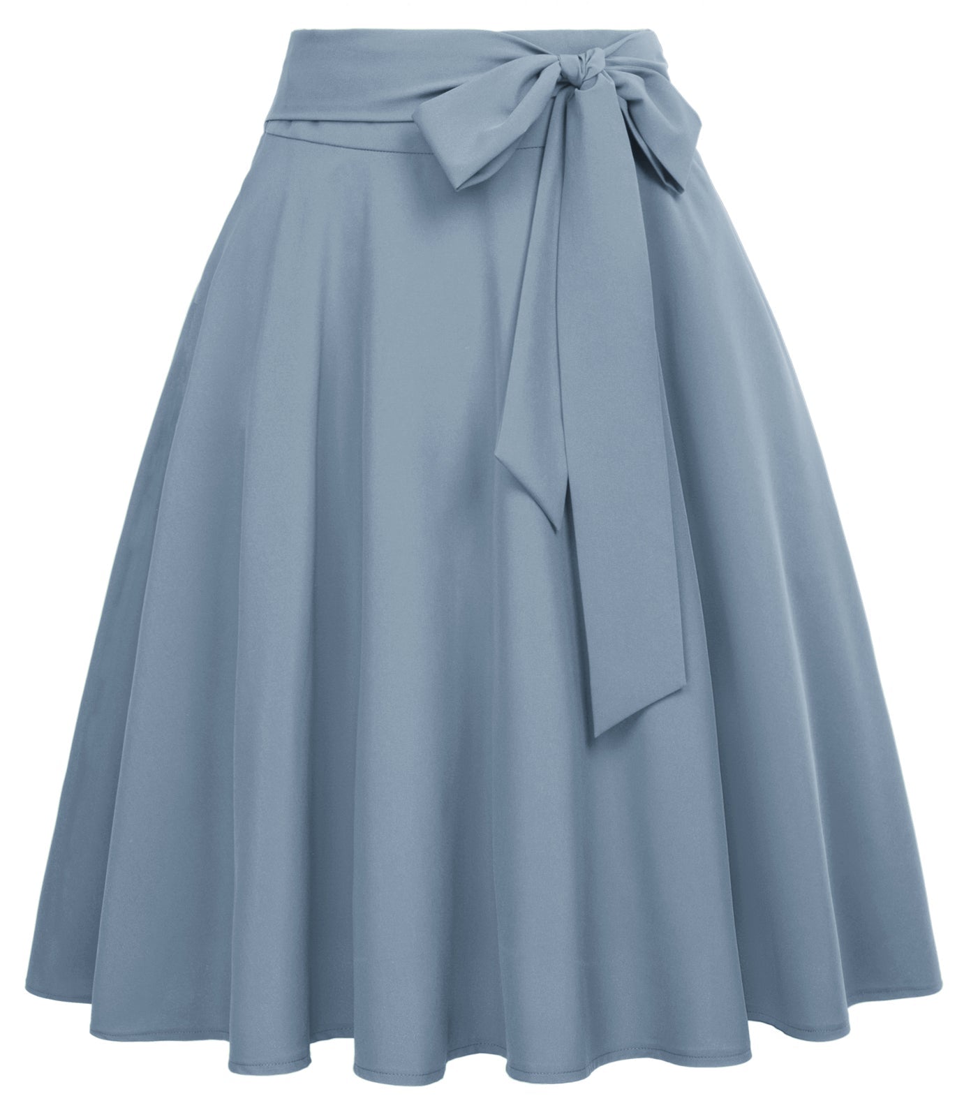 belle poque Women's High Waist A-Line Pockets Skirt Skater Flared Midi Skirt Vinage Skirt Blue Grey