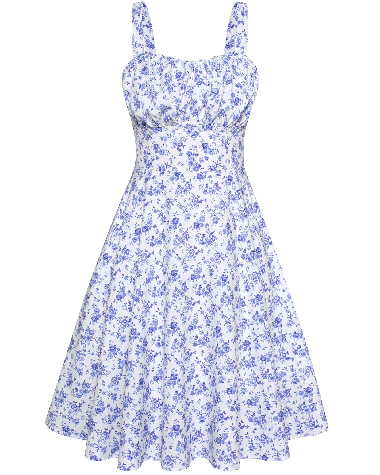 belle poque Vintage Two-Way Defined Waist Dress Ruched Bodice Flared A-Line Dress