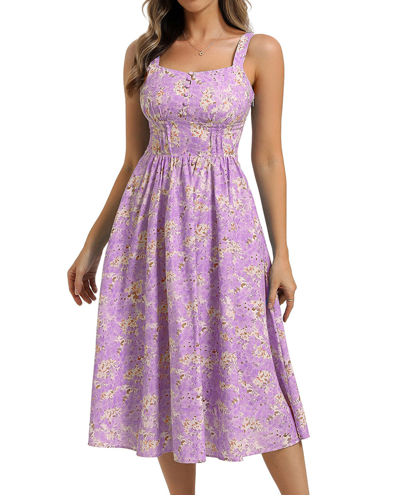 belle poque 2026 Vacation Floral Dress for Women Sundress Midi Flowy Beach Dresses