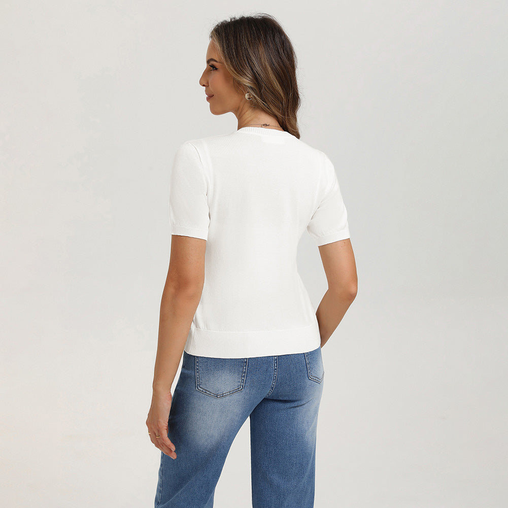 belle poque 2026 Spring Short Sleeve Cardigan Sweater Lightweight Button Up Cardigan