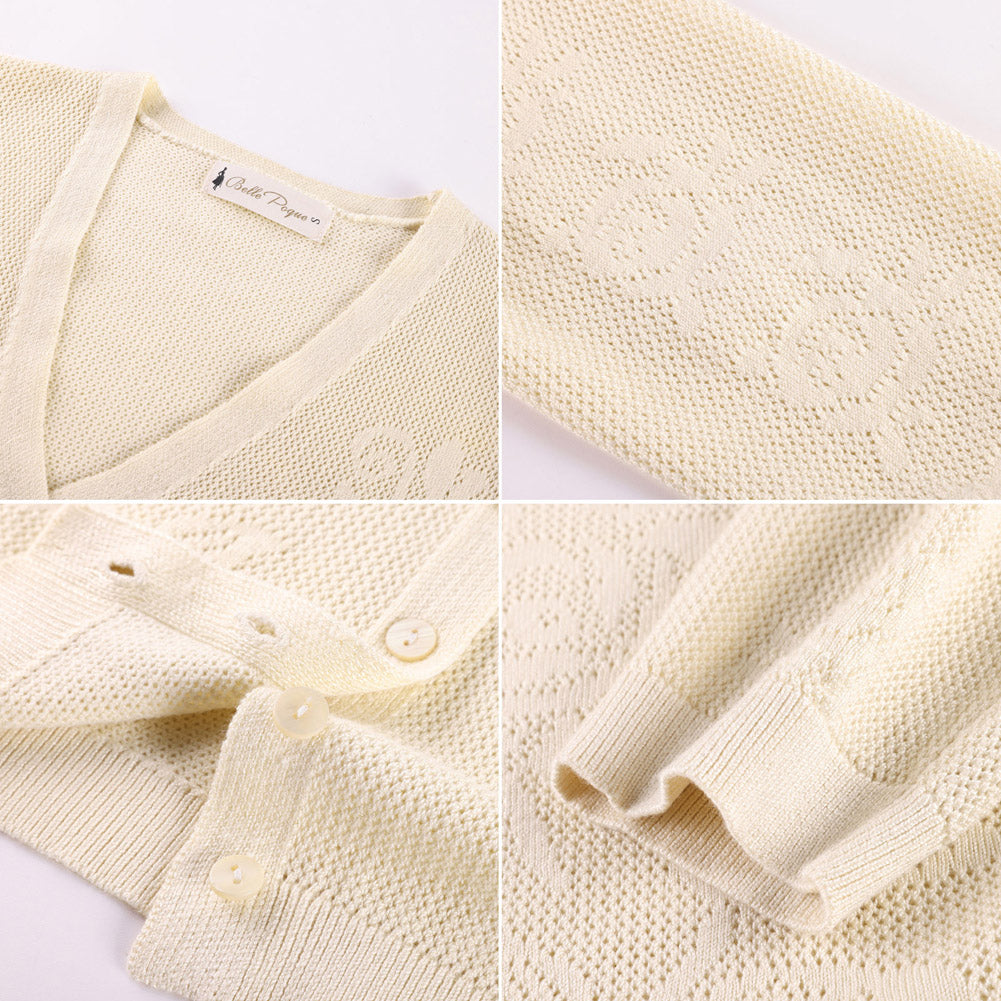 belle poque Women's Lace Cardigan Lightweight 3/4 Sleeve Button Down Cardigans