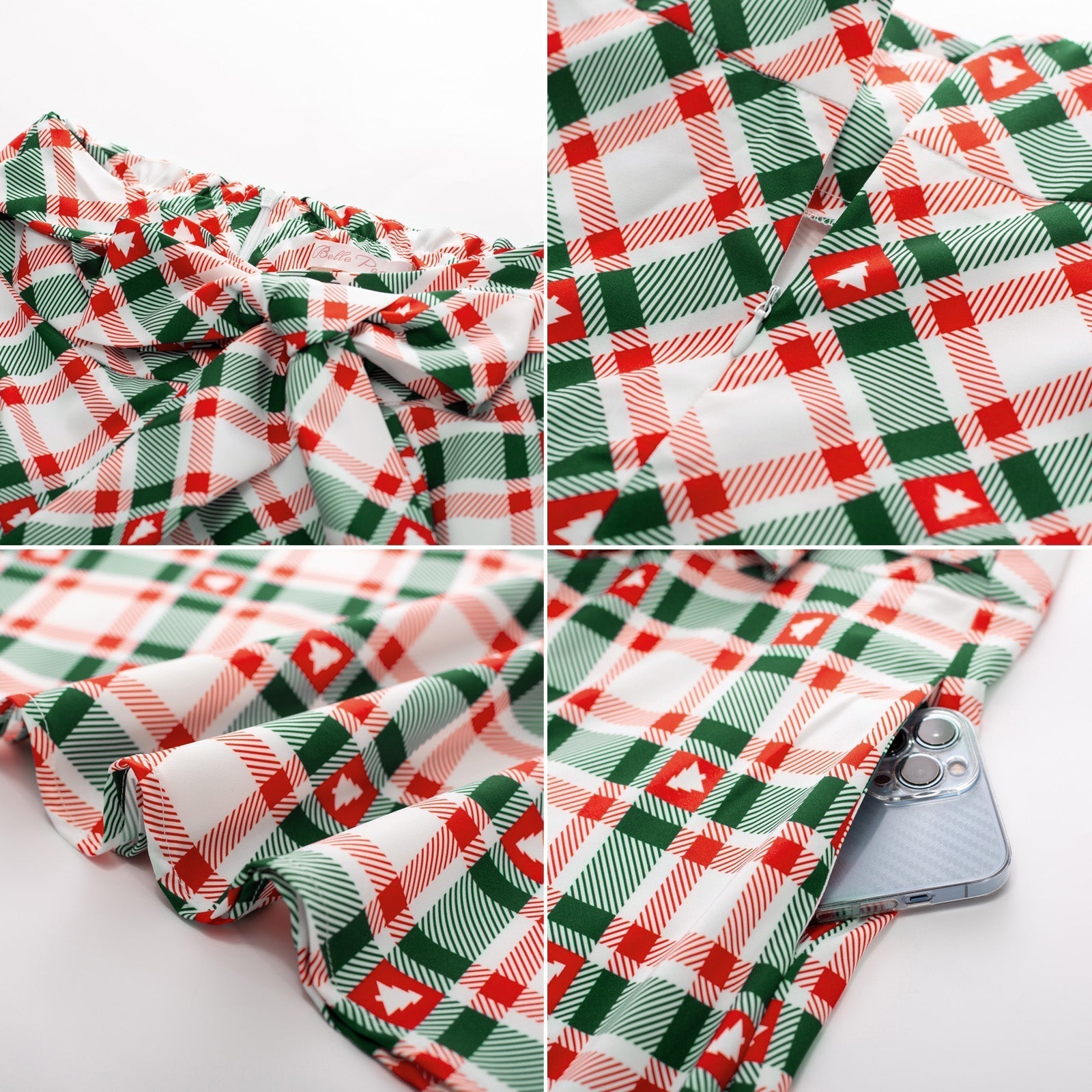 belle poque Women's High Waist A-Line Pockets Skirt Skater Flared Midi Skirt