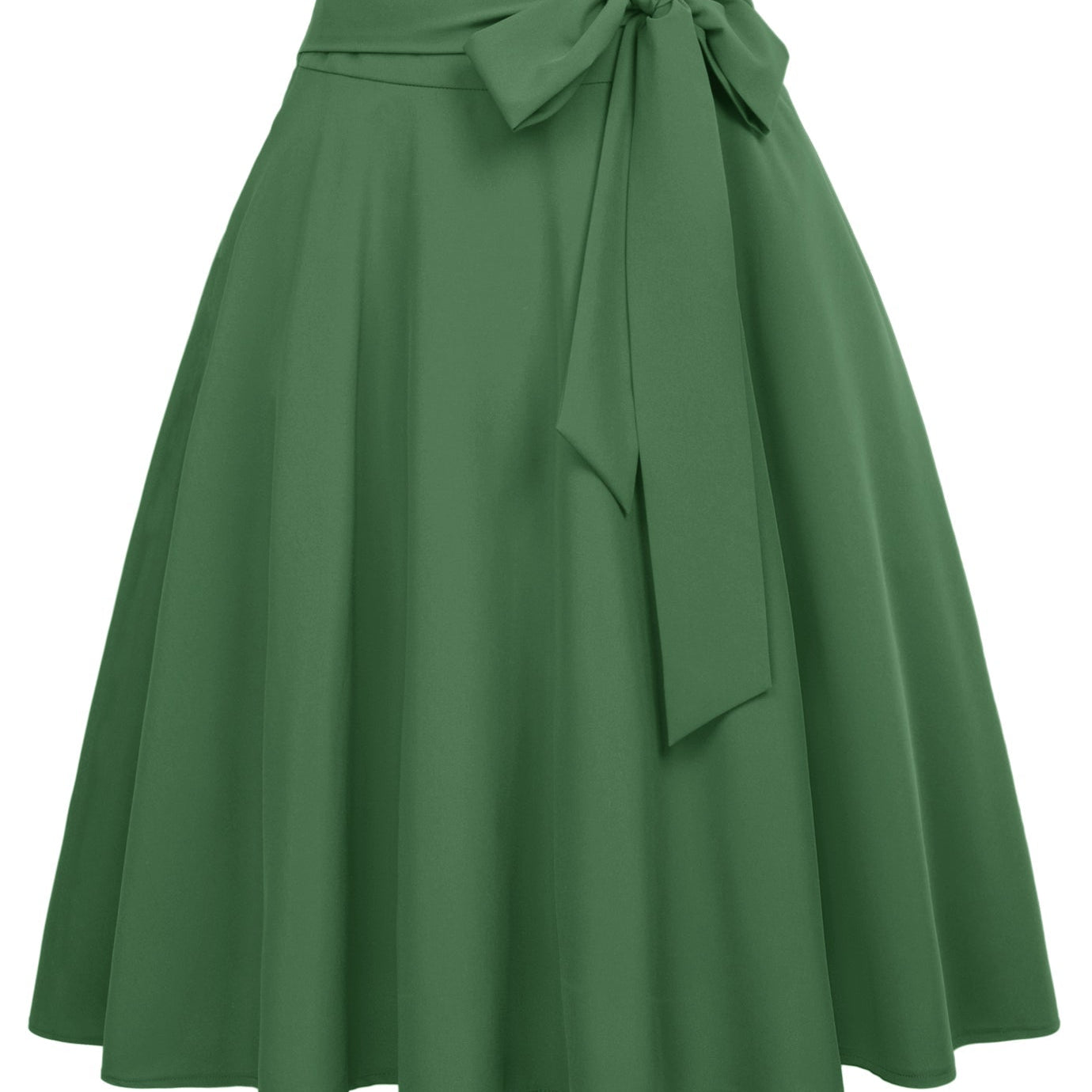 belle poque Floral Patterns Women's High Waist Bow Decorated A-Line Pockets Skirt Green