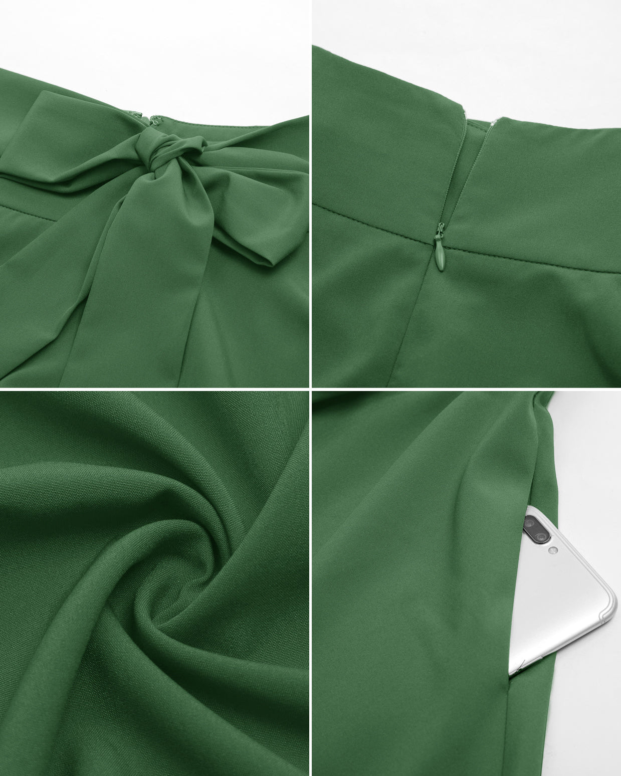 belle poque Women's High Waist A-Line Pockets Skirt Skater Flared Midi Skirt