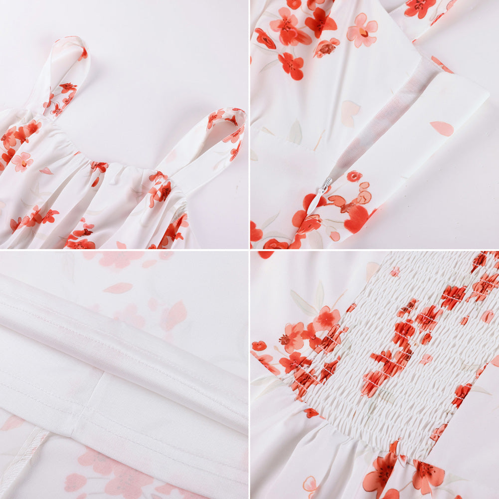 belle poque 1950s Women's Vintage Dresses Ruched Summer Cute Flowy Swing Midi Dress