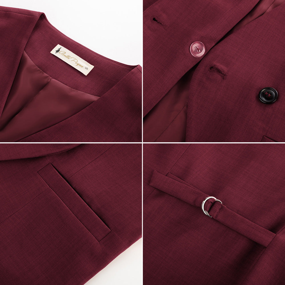 belle poque Women Handkerchief Hem Vest Coat Surplice V-Neck Slit Back Waistcoat