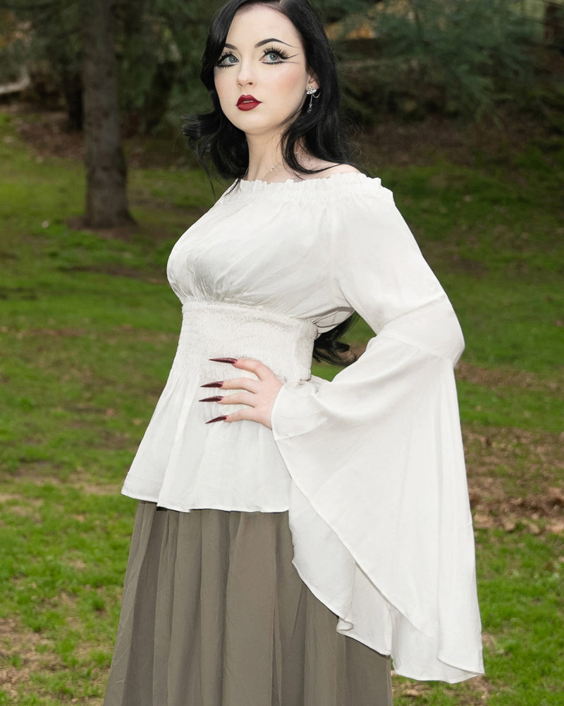 belle poque Vintage Renaissance Medieval Gothic Victorian Bell Sleeves Tops