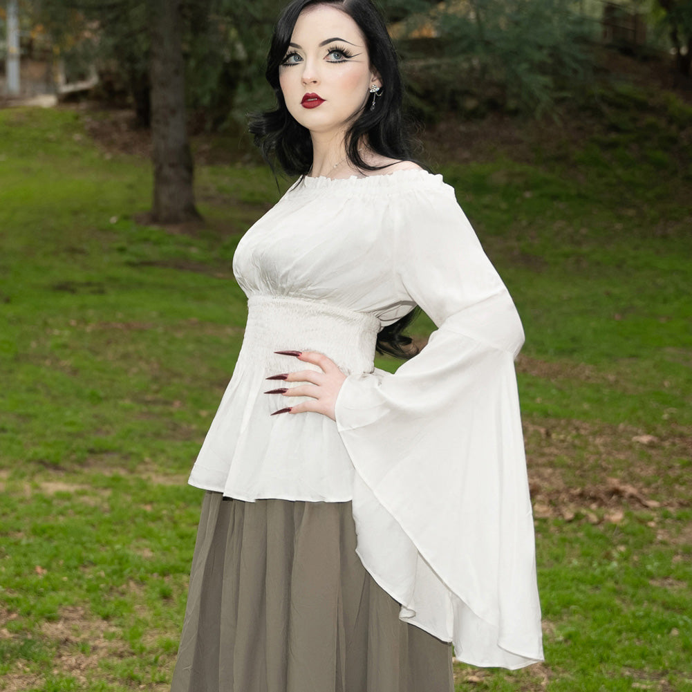 belle poque Vintage Renaissance Medieval Gothic Victorian Bell Sleeves Tops