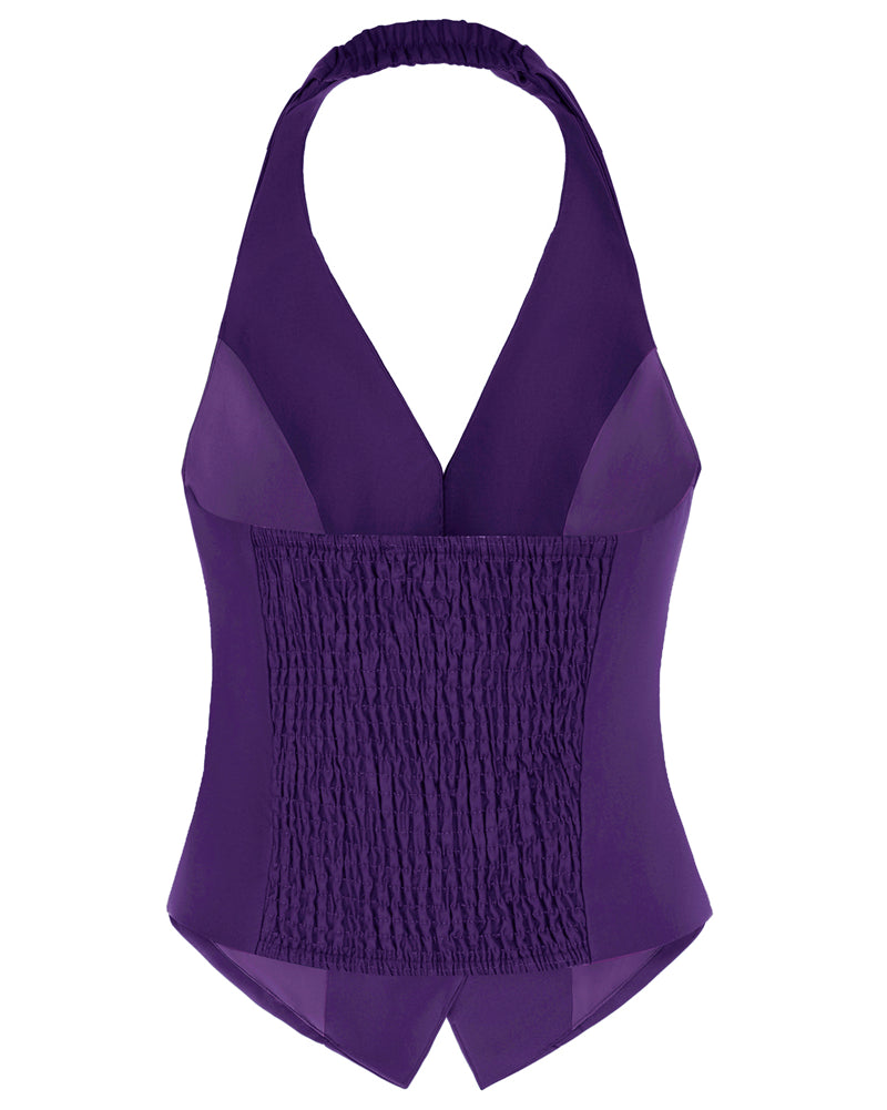 belle poque Waistcoat Vest Vintage Halter Lapel Button Down Suit Vest with Pockets