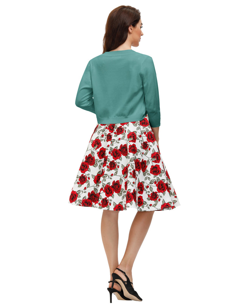 belle poque 3/4 Sleeve Bolero Shrug Open Front Knit Cropped Cardigan Sweater