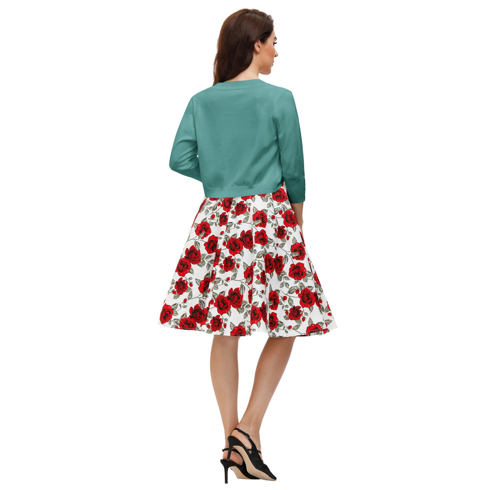 belle poque 3/4 Sleeve Bolero Shrug Open Front Knit Cropped Cardigan Sweater