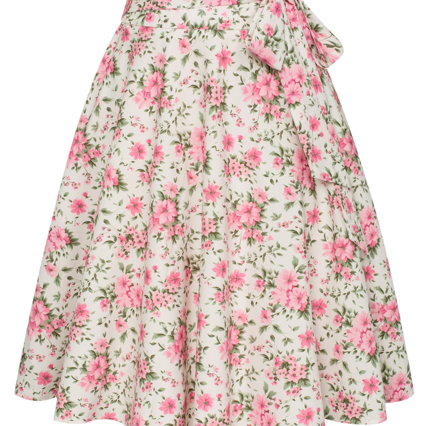 belle poque Floral Patterns Women's High Waist Bow Decorated A-Line Pockets Skirt Floral-Pink