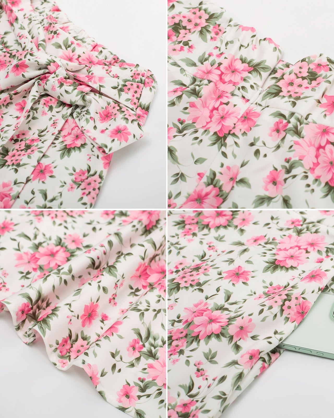 belle poque Floral Patterns Women's High Waist Bow Decorated A-Line Pockets Skirt