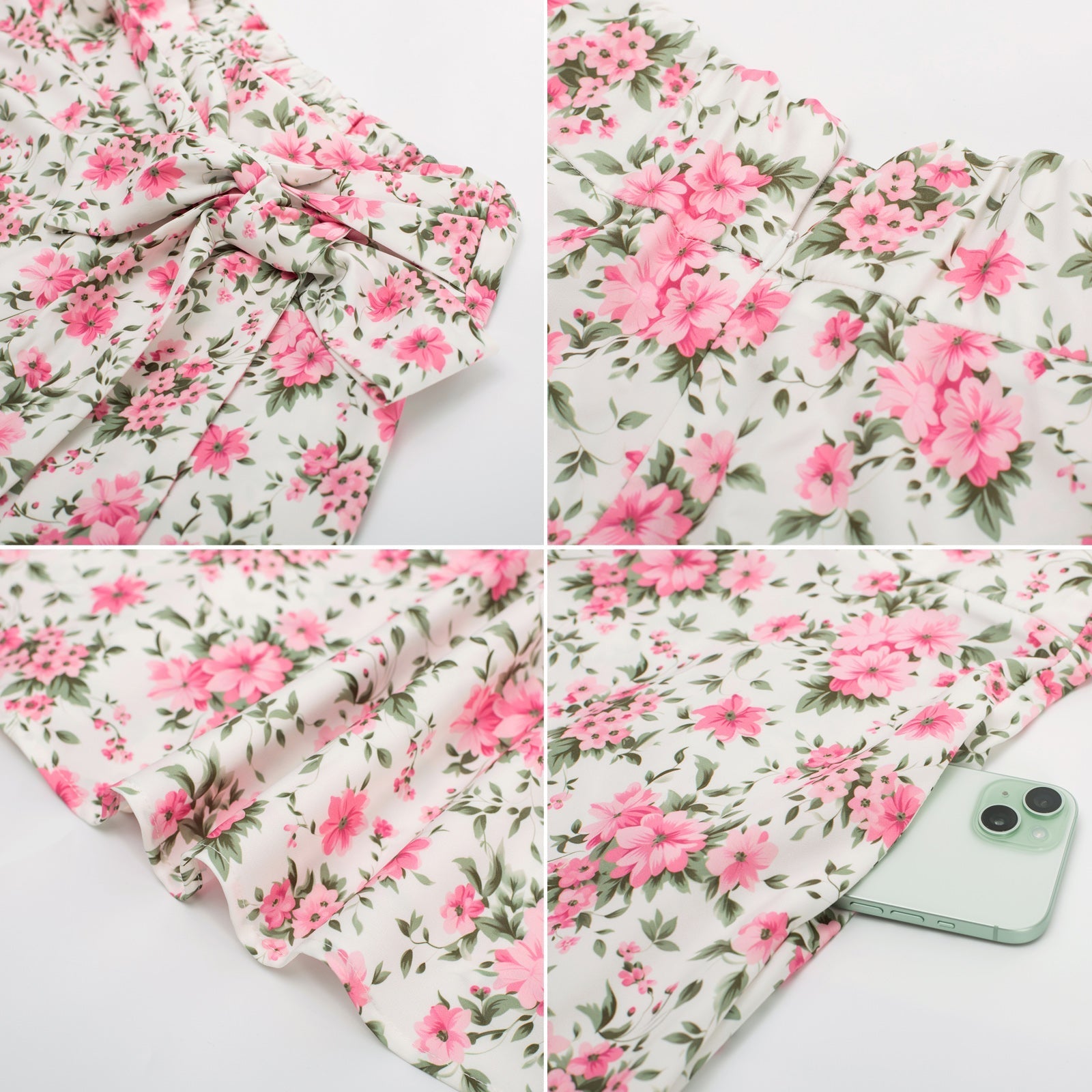 belle poque Floral Patterns Women's High Waist Bow Decorated A-Line Pockets Skirt