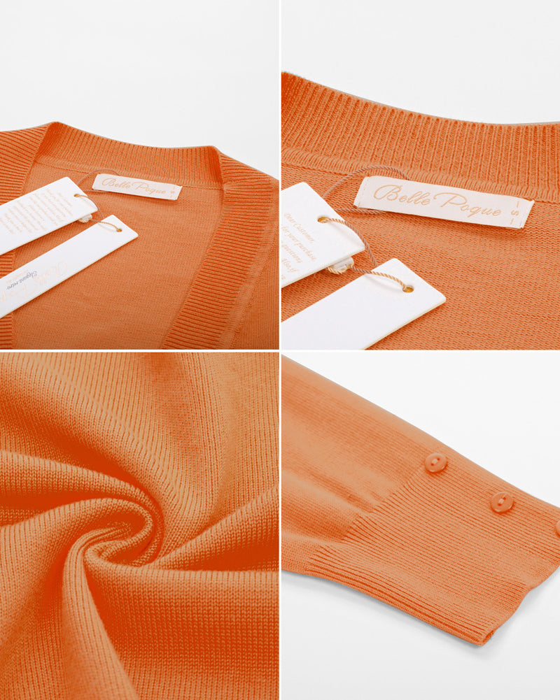 belle poque 3/4 Sleeve Bolero Shrug Open Front Knit Cropped Cardigan Sweater