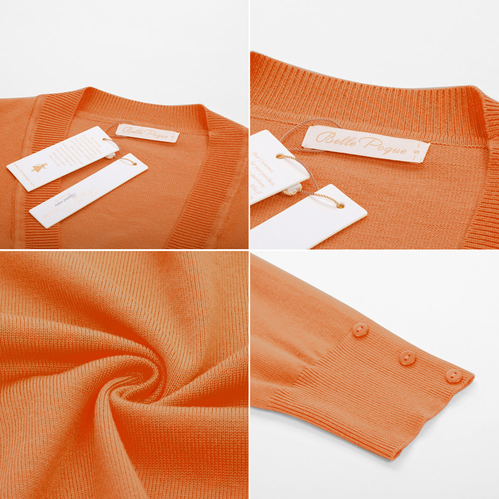 belle poque 3/4 Sleeve Bolero Shrug Open Front Knit Cropped Cardigan Sweater