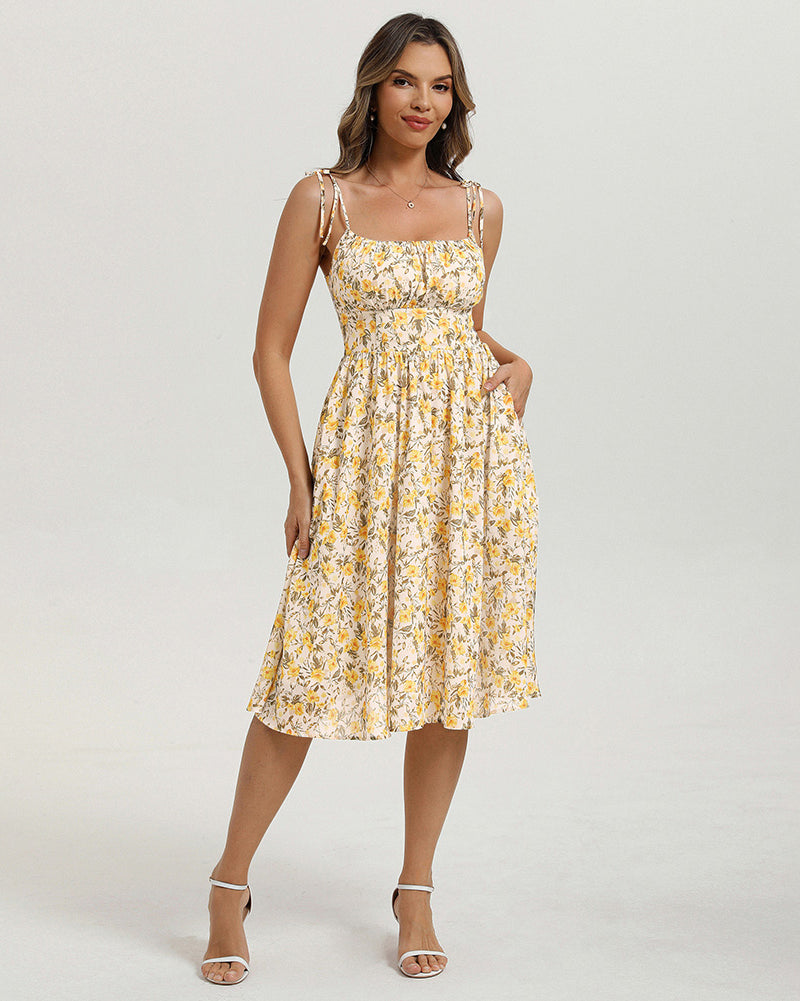 belle poque Women Midi Sundress 2026 Summer Spring Vacation Dresses with Pockets