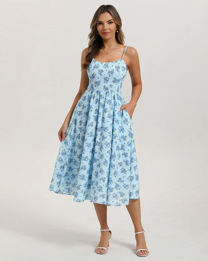 belle poque Floral Dress for Women 2026 Summer Sleeveless Midi A-line Beach Sundresses