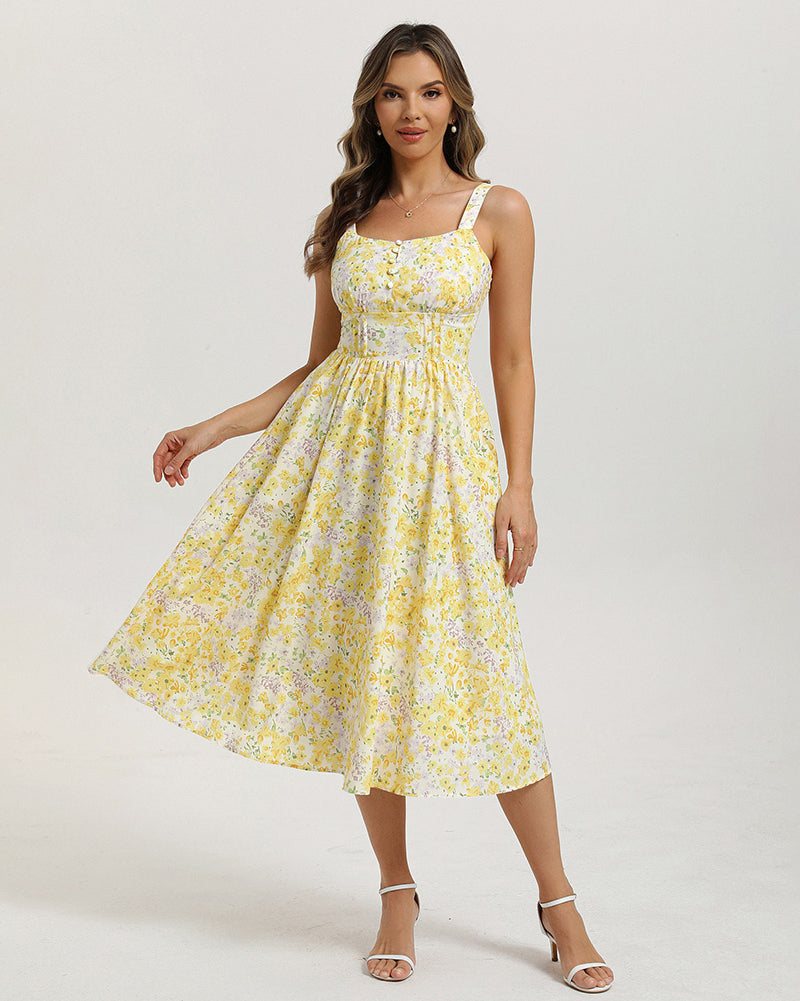 belle poque 2026 Vacation Floral Dress for Women Sundress Midi Flowy Beach Dresses
