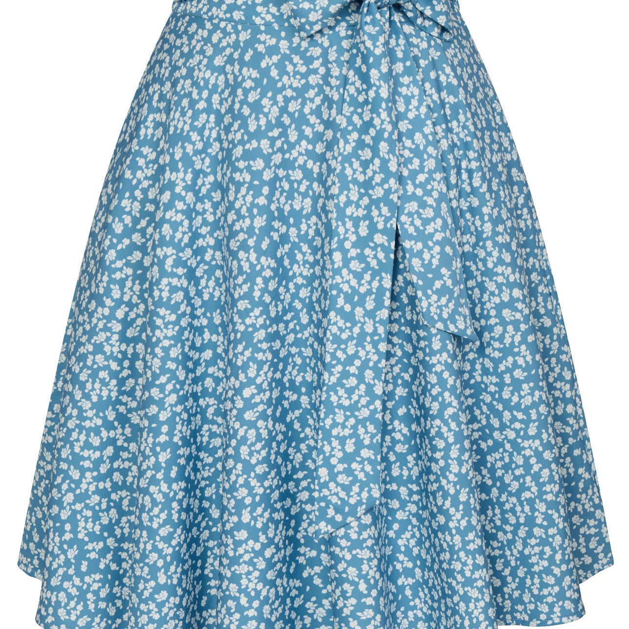 belle poque Floral Patterns Women's High Waist Bow Decorated A-Line Pockets Skirt Floral-Blue